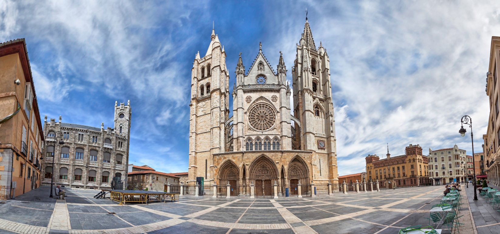 Panorama of Plaza de Regla and Leon Cathedral, Castile and Leon, Spain